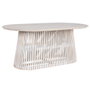 DKD Home Decor Mesa de Comedor Ovalada de Mindi Decapé Blanco
