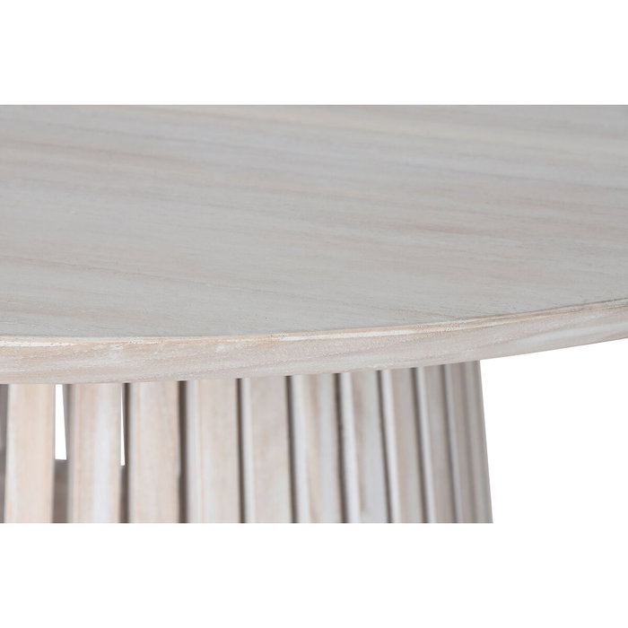 DKD Home Decor Mesa de Comedor Ovalada de Mindi Decapé Blanco