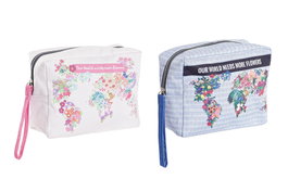 DKD Home Decor Neceser Urban World&flowers - Azul Rosa - 6 x 12 x 15 cm (12 Unidades)