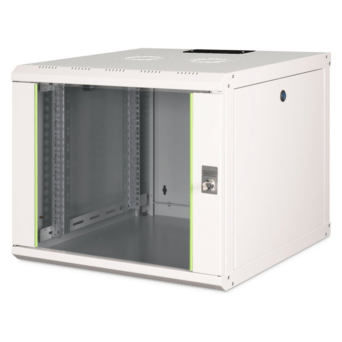 Digitus Bastidor de Pared Unique 9HE, 509x600x600mm, 9U 100kg, Gris, Paneles Laterales y Puerta de Cristal, Acero, Refrigeración Activa, IP20 Digitus Bastidor de Pared Unique 9HE, 509x600x600mm, 9U 100kg, Gris, Paneles Laterales y Puerta de Cristal, Acero, Refrigeración Activa, IP20