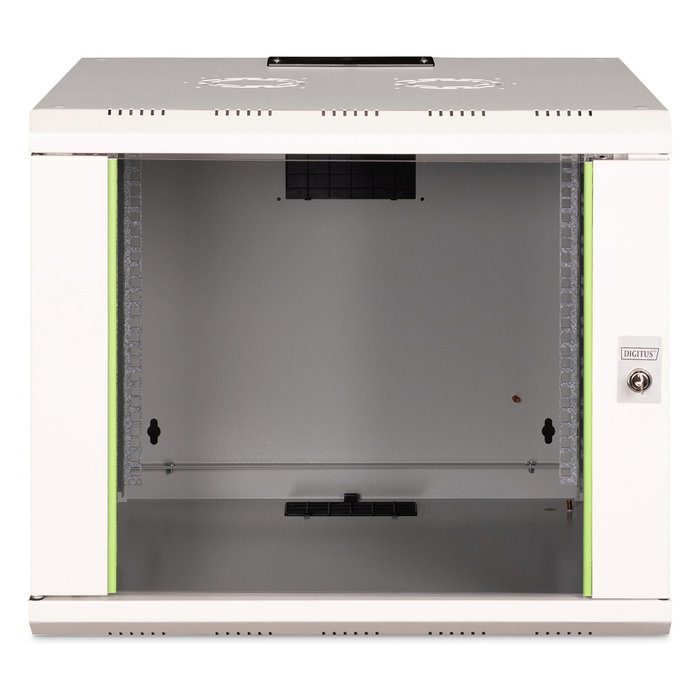Digitus Bastidor de Pared Unique 9HE, 509x600x600mm, 9U 100kg, Gris, Paneles Laterales y Puerta de Cristal, Acero, Refrigeración Activa, IP20 Digitus Bastidor de Pared Unique 9HE, 509x600x600mm, 9U 100kg, Gris, Paneles Laterales y Puerta de Cristal, Acero, Refrigeración Activa, IP20