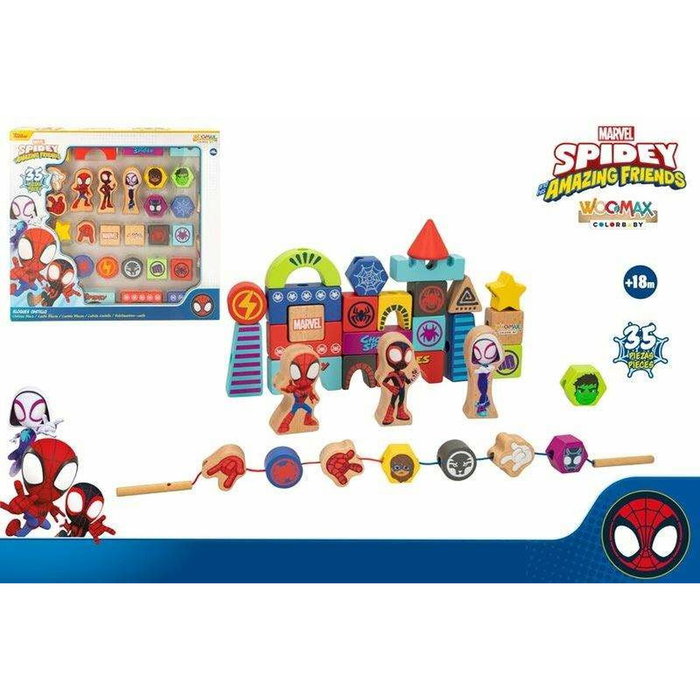 Color Baby Juego de construcción de madera Spidey Amazing Friends & Friends con 50 piezas