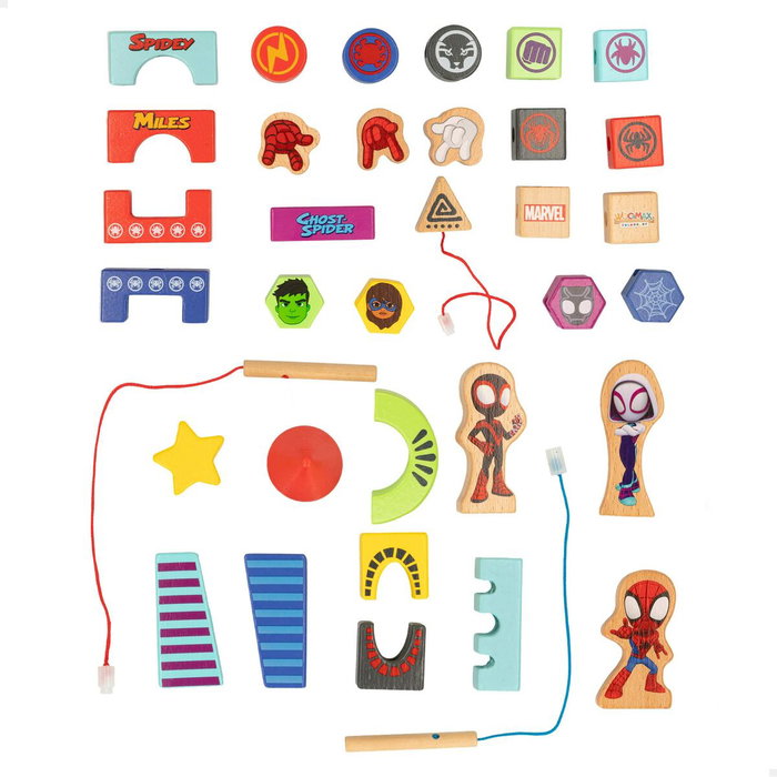 Color Baby Juego de construcción de madera Spidey Amazing Friends & Friends con 50 piezas