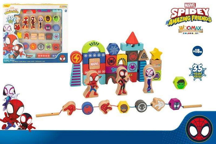 Color Baby Juego de construcción de madera Spidey Amazing Friends & Friends con 50 piezas