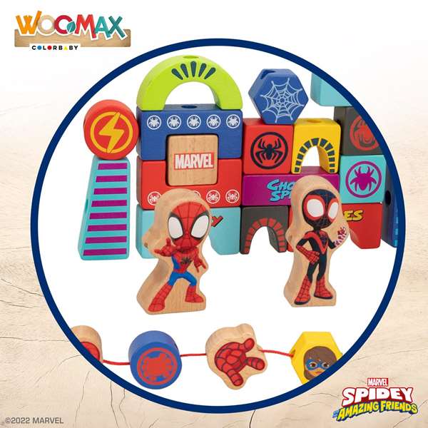 Color Baby Juego de construcción de madera Spidey Amazing Friends & Friends con 50 piezas