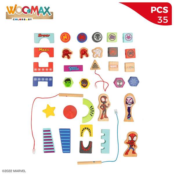 Color Baby Juego de construcción de madera Spidey Amazing Friends & Friends con 50 piezas