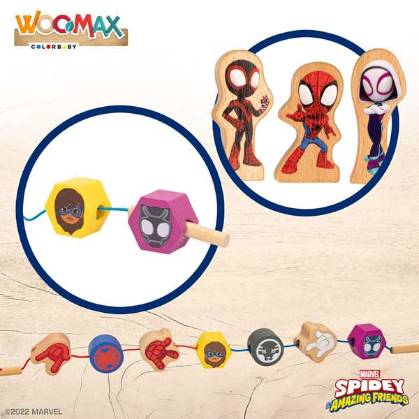 Color Baby Juego de construcción de madera Spidey Amazing Friends & Friends con 50 piezas