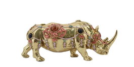 DKD Home Decor Figura de Rinoceronte Dorado en Resina