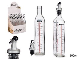 Vivalto Aceitera con Medidor de 500 ml, Vidrio y Plástico, Dimensiones 5.5x30.5x5.5 cm, Color Transparente (Set de 24)
