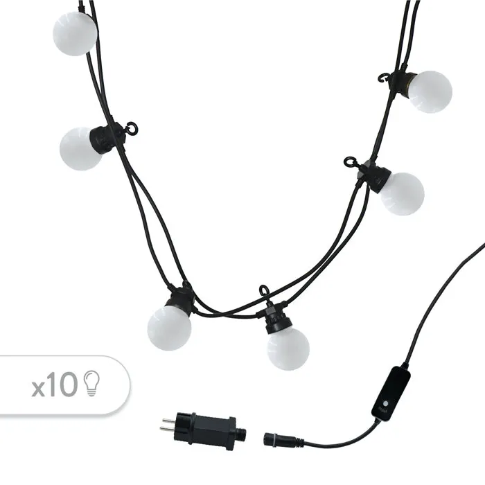 Lumisky Guirnalda Luces Exteriores LUMISKY PARTY MILKY 10 - 10 Bombillas LED, Blanco Cálido, Conectable, 5.7 m, 8 Modos Iluminación Lumisky Guirnalda Luces Exteriores LUMISKY PARTY MILKY 10 - 10 Bombillas LED, Blanco Cálido, Conectable, 5.7 m, 8 Modos Iluminación