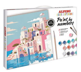 Set Paint By Numbers Color Experience Grecia 1 Lienzo De 40X 30 Numerado 21 Pinturas Acrílicas De 3Ml 3 Pinceles 1 Patrón Numérico Para Pintar El Lienzo