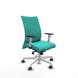 PIQUERAS Y CRESPO Silla Albacete Confidente Turquesa con Mecanismo Sincro y Base Blanca