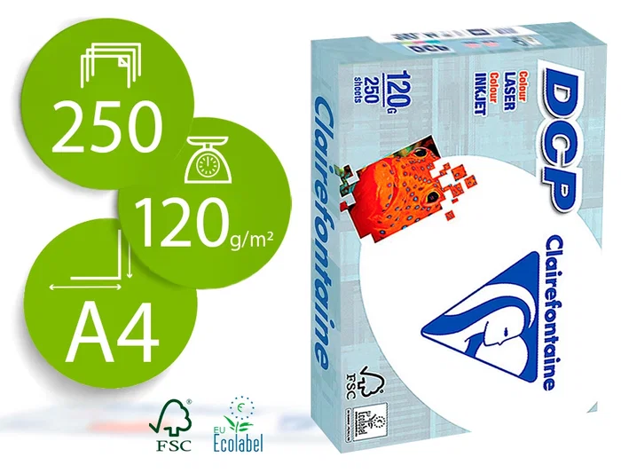Clairefontaine Papel DCP Din A4 120 Gramos Paquete 250 Hojas Blanco