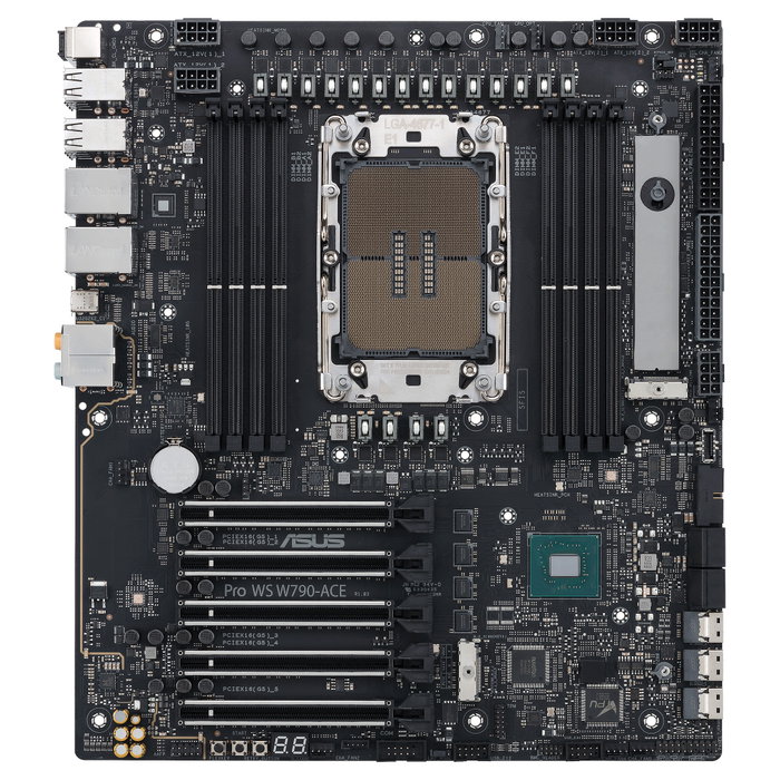 ASUS PRO WS W790-ACE Placa Base Intel W790, LGA 4677 para Xeon W-3400/W-2400, DDR5 ECC hasta 2 TB, 5x PCIe 5.0, CEB, Ideal para Workstation