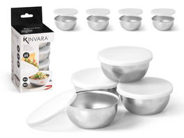 Kinvara Set 4 Boles Con Tapa 130ml 9x21.5x9cm Metal SS304 Plastico PE Plata (Set de 12)