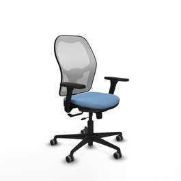 PIQUERAS Y CRESPO Silla de oficina Jorquera con mecanismo Sincro/Traslack, Azul cielo y Blanco