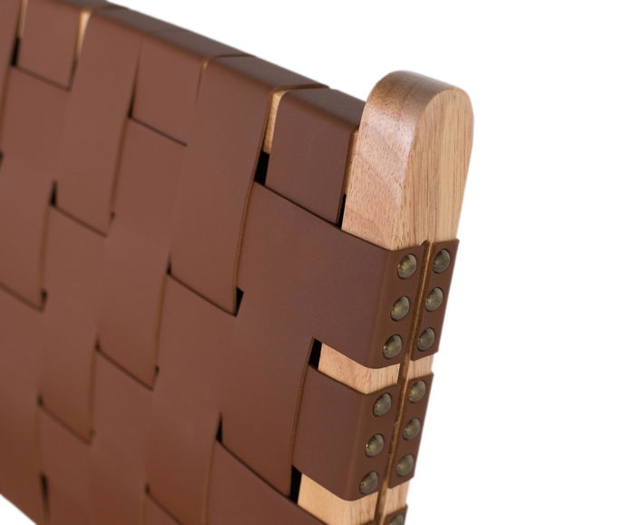 Giner y Colomer - Lote de 2 Sillas de Madera de Caucho Acabado Natural con Asiento en P.U. Trenzado