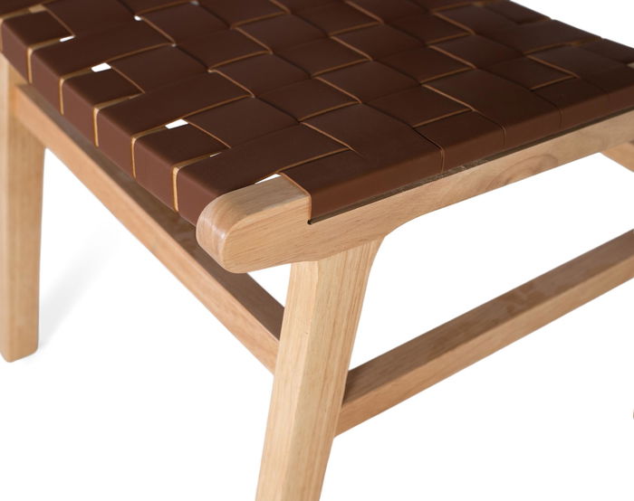 Giner y Colomer - Lote de 2 Sillas de Madera de Caucho Acabado Natural con Asiento en P.U. Trenzado