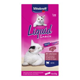 Vitakraft Snack Líquido para Gatos con Biotina, 11x6un, Pelaje Brillante, Sin Conservantes