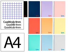 Liderpapel Cuaderno espiral A4 Wonder 80 hojas 90g cuadro 4mm colores surtidos