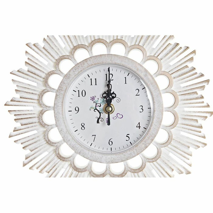 DKD Home Decor Set de 3 Relojes con Espejo Acabado Envejecido Blanco y Dorado