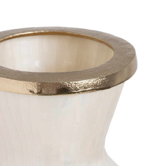 Jarrón Blanco Metal-Cristal Decoración 28 X 28 X 57 cm