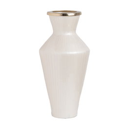 Jarrón Blanco Metal-Cristal Decoración 28 X 28 X 57 cm