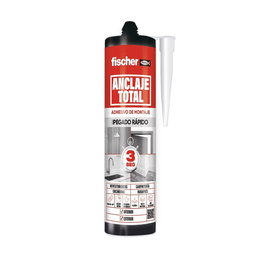 Fischer Adhesivo de Montaje Anclaje Total, Pegado Rápido en 3 Segundos, para Interior y Exterior, Resistencia 600 kg/m², 290 ml, Blanco