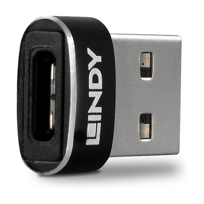 Lindy Adaptador USB 2.0 de USB-C a USB-A Negro 41884
