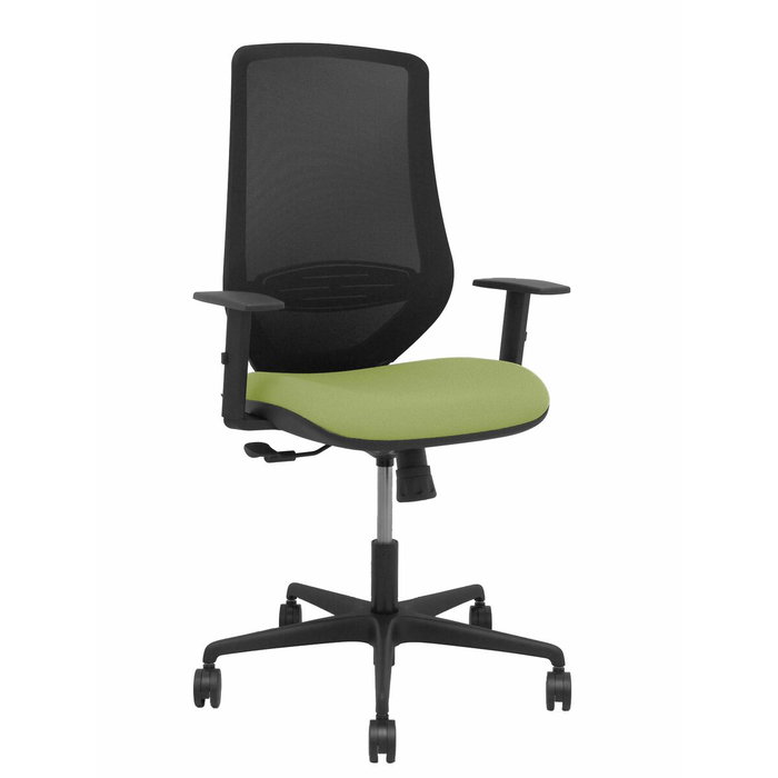 PIQUERAS Y CRESPO Silla Mardos con mecanismo sincro, malla negra y asiento verde oliva