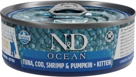 Farmina N&D Cat Kitten Ocean Atún y Bacalao con Calabaza Comida Húmeda para Gatos Bebés, 6 Latas de 70 gr
