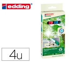 Edding 21 Rotulador Permanente Ecoline Marcador 90% Reciclado Punta Redonda 1.5-3mm Bolsa 4 Colores Surtidos
