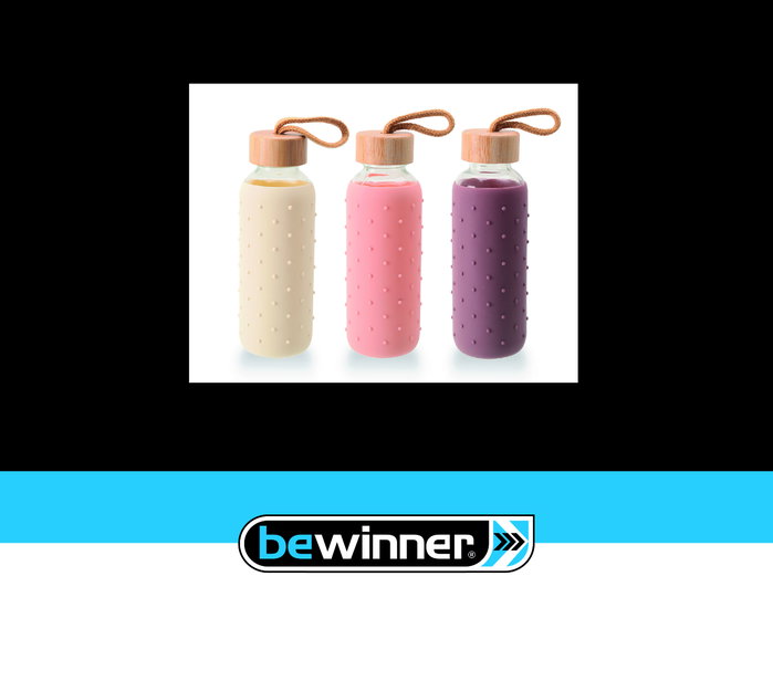 Prx Botella Agua Vidrio/Silicona 400ml Bewin 7x7x19.8cm (24 Unidades) Prx Botella Agua Vidrio/Silicona 400ml Bewin 7x7x19.8cm (24 Unidades)