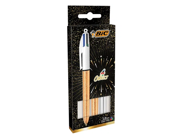 Bic Set de Regalo 50 Aniversario con 2 Bolígrafos 4 Colores Oro Mate y 1 Shine Plata