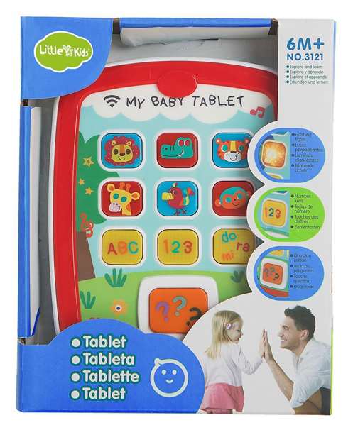 Creaciones Llopis Tablet Educativa Infantil con Sonidos de Animales y Números, 5 Idiomas (Español, Portugués, Francés, Italiano, Inglés), Sin Pilas, para Bebés +0 Meses