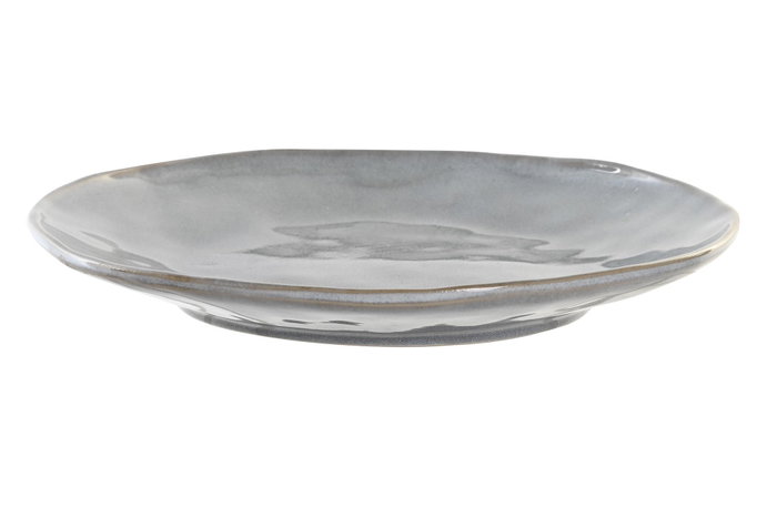 DKD Home Decor Plato de Gres Esmaltado Azul Celeste