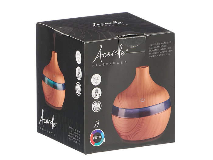 Acorde Humidificador Redondo Eléctrico Color Madera 11.5x11.5x11.5 cm (Set de 12) Acorde Humidificador Redondo Eléctrico Color Madera 11.5x11.5x11.5 cm (Set de 12)