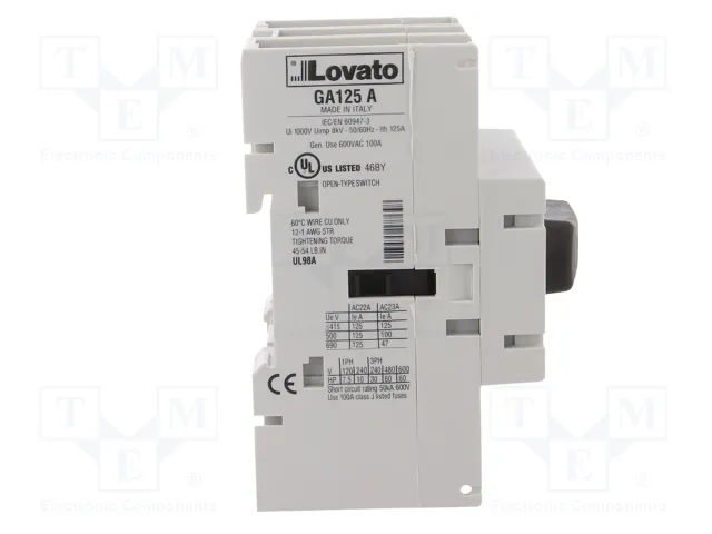 LOVATO ELECTRIC Interruptor de aislamiento GA 3 polos 125A