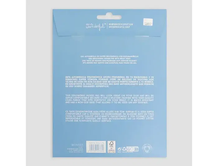 Mr Wonderful Alfombrilla de Ratón Ergonómica de Gel con Reposamuñecas Antideslizante y Bordes Reforzados 250x230 mm
