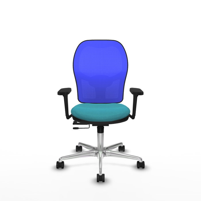 PIQUERAS Y CRESPO Silla de oficina Jorquera con mecanismo Sincro/Traslack, Tela Turquesa y Malla Azul