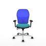 PIQUERAS Y CRESPO Silla de oficina Jorquera con mecanismo Sincro/Traslack, Tela Turquesa y Malla Azul