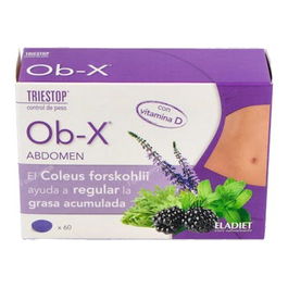 ELADIET Triestop Ob-X Abdomen 60 Comp. Complemento Alimenticio con Ob-X, Coleus Forskohlii, Vitaminas E, D y Zinc para Ayudar al Control de Peso