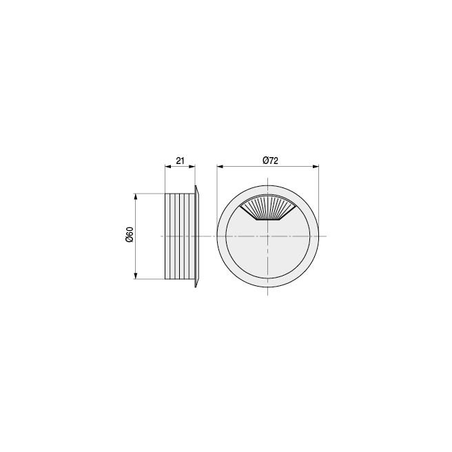 HERRAJES ALK Pasacable Redondo Ø60 H20 Ral9006 HERRAJES ALK Pasacable Redondo Ø60 H20 Ral9006