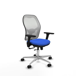 PIQUERAS Y CRESPO Silla de oficina Jorquera con mecanismo Sincro/Traslack, Azul y Blanco