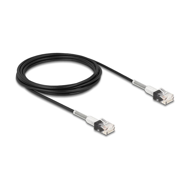DeLOCK Cable de red RJ45 Cat.6A UTP Slim 3 m Negro con doble protección contra curvaturas, AWG 30, 10 Gbit/s DeLOCK Cable de red RJ45 Cat.6A UTP Slim 3 m Negro con doble protección contra curvaturas, AWG 30, 10 Gbit/s