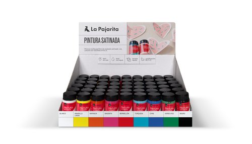 La Pajarita Pintura Satinada Colores Surtidos Expositor de 54 unidades de 35ml