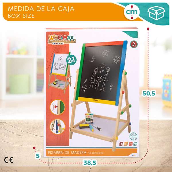 Color Baby Pizarra 2 Caras Blanca y Negra de Madera 37,5x65cm con Accesorios