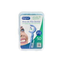 ORATEK Arco Hilo Dental Doble 50Ud. Hilo dental ultra resistente con doble acción de arco y palillo