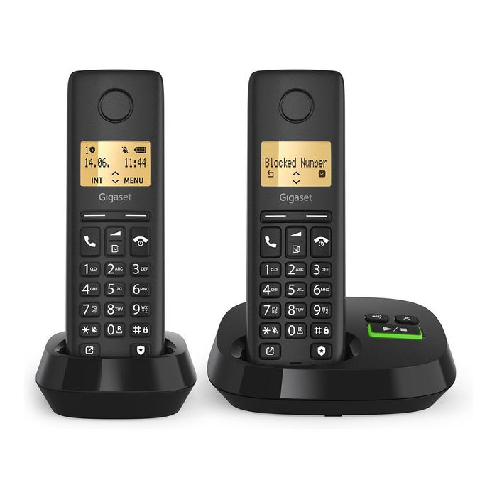 Gigaset PURE 100A Duo - Teléfono DECT/Analógico con Contestador, 2 Auriculares Inalámbricos, Pantalla 1.5", Negro