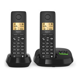 Gigaset PURE 100A Duo - Teléfono DECT/Analógico con Contestador, 2 Auriculares Inalámbricos, Pantalla 1.5", Negro